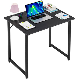 PayLessHere 32-inch computer desk in black with a sturdy steel frame for a home office setup.