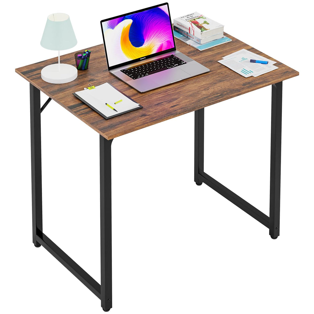 PayLessHere 32 Inch Computer Desk with brown metal frame for compact home offices.