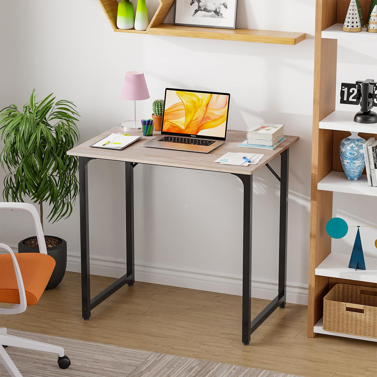 PayLessHere 32-Inch Computer Desk Nature frame closeup shows sturdy steel support for durability