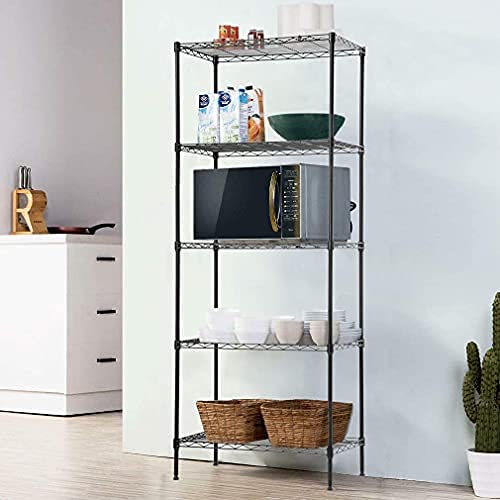 PayLessHere 5-Tier Shelf side view demonstrates adjustable spacing for tall items.