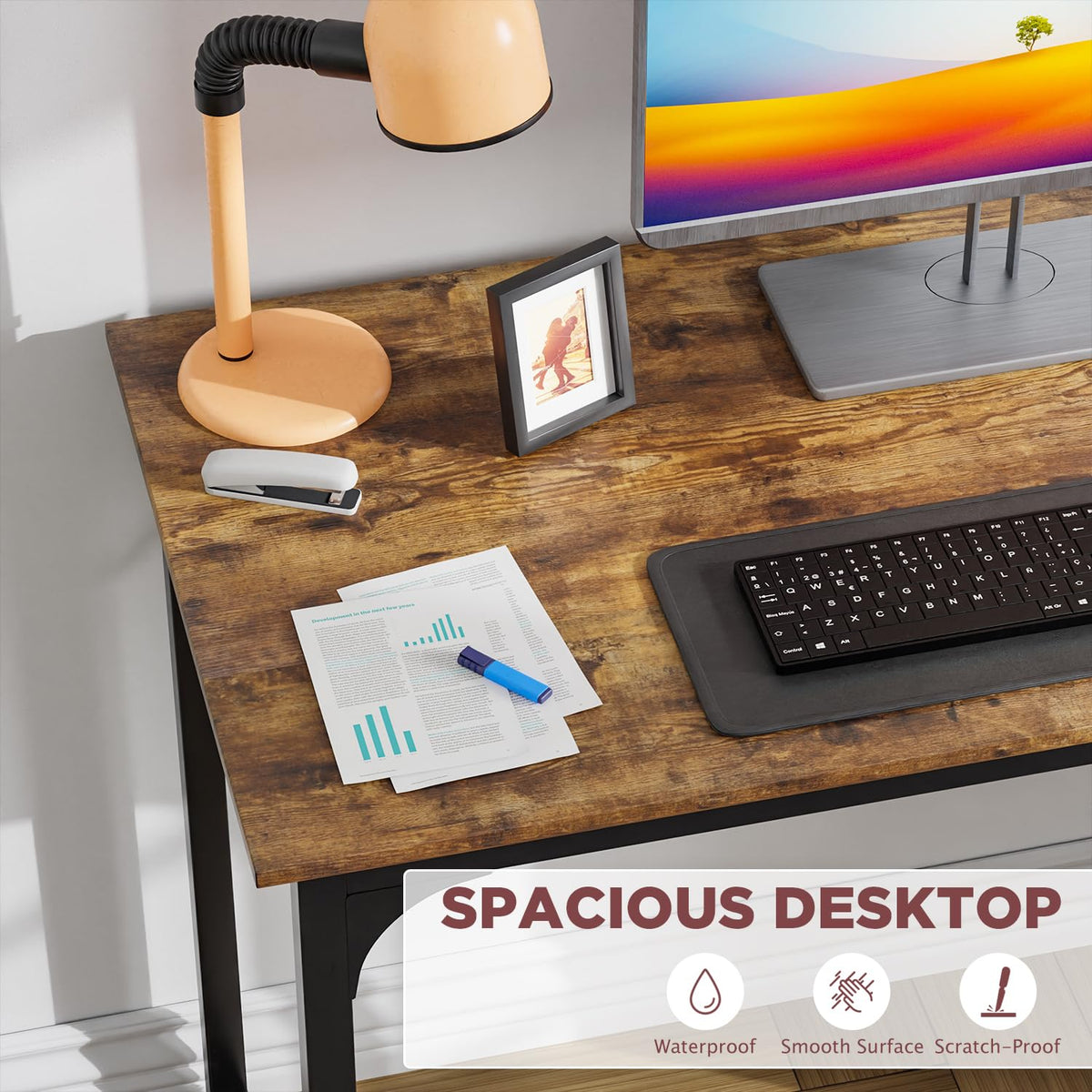 PayLessHere anti-slip feet stabilize the desk on any floor.