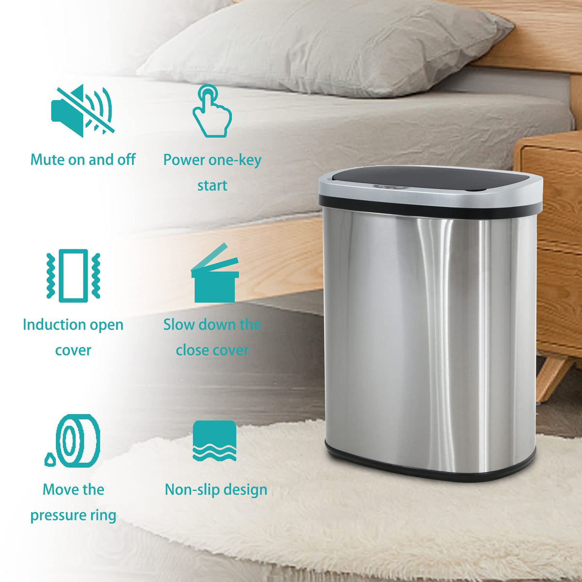 PayLessHere battery-powered trash bin for flexible placement.