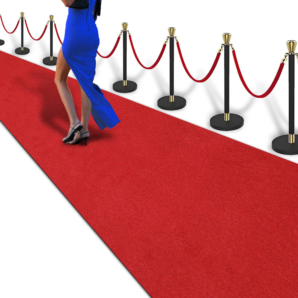 PBHEPJ 3ft x 20ft red carpet runner laid along a wedding aisle for glam entry.