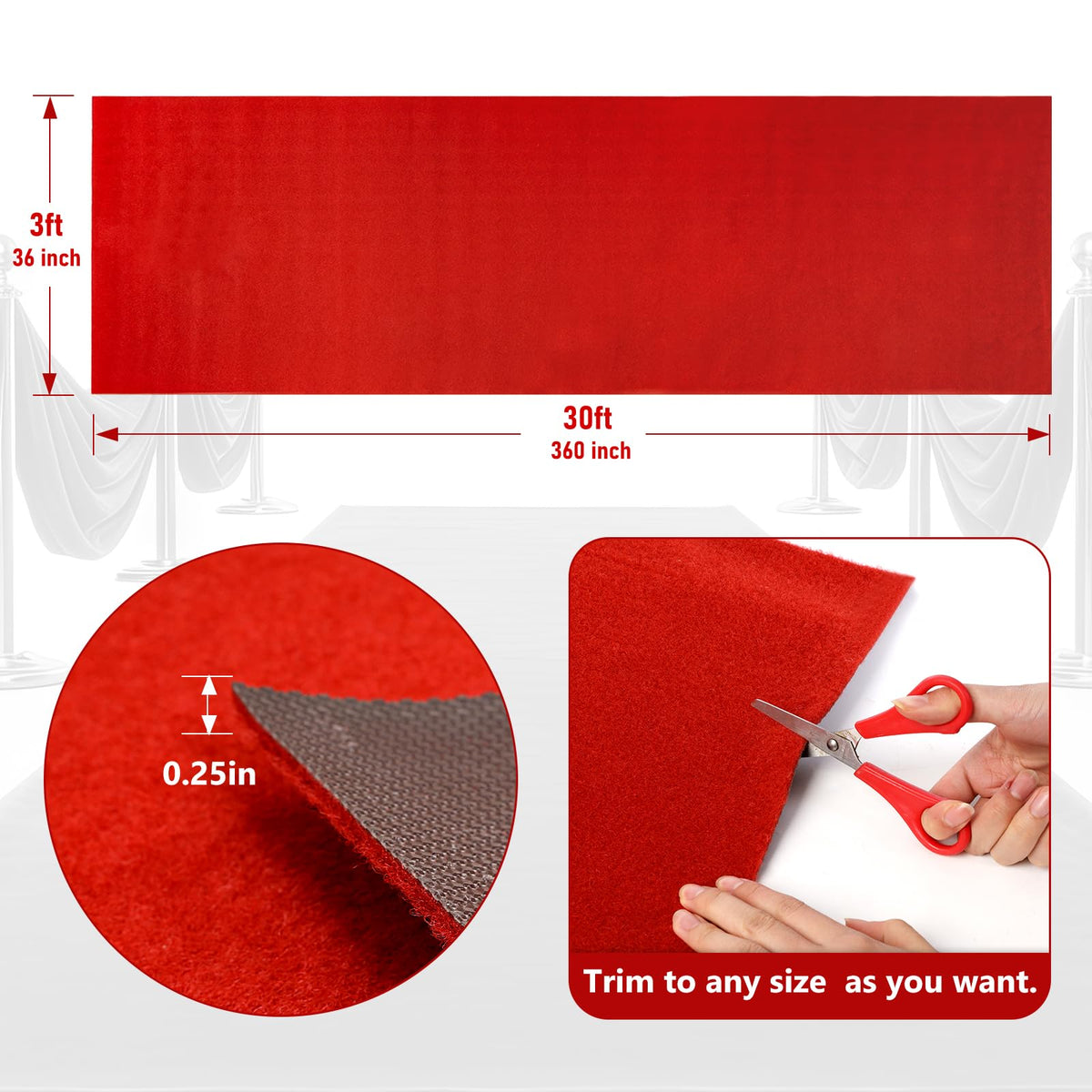PBHEPJ red carpet 0.25in thick front surface feels soft