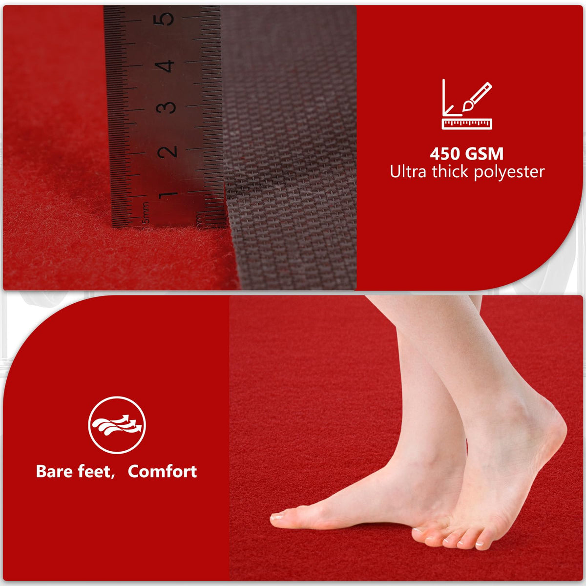 PBHEPJ red carpet runner rolled for easy storage between events.