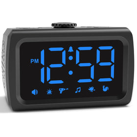 Peakeep 115dB alarm clock front view with bold digits for easy night reading.