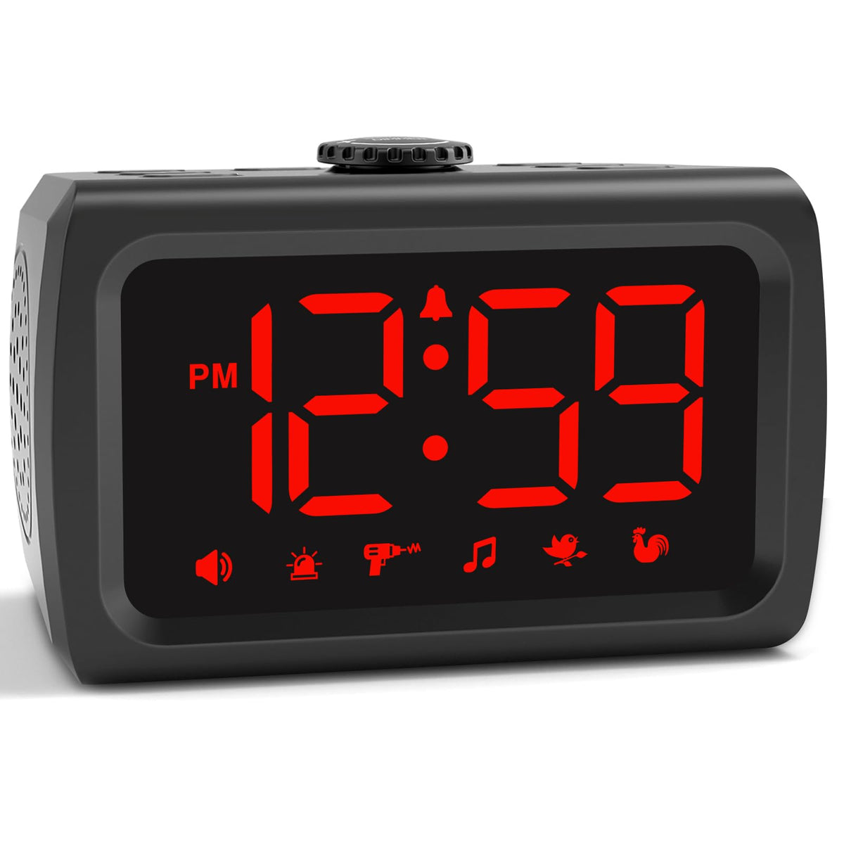 Peakeep 115dB alarm clock front view with clear display for easy wake-up