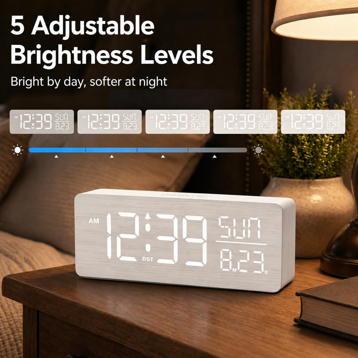 Peakeep alarm with adjustable volume and quick Snooze for a gentle wake.