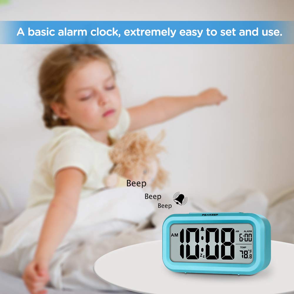 Peakeep blue digital display visible in dark rooms for quick time checks