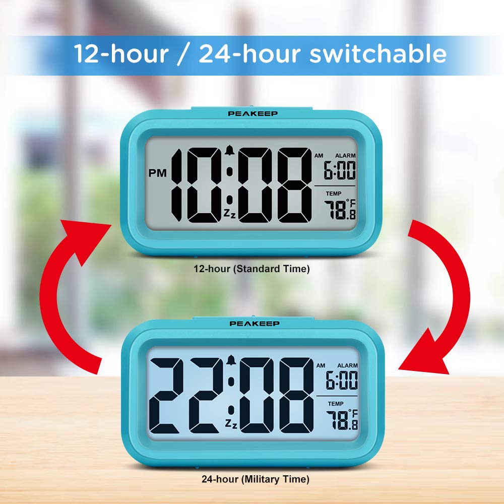 Peakeep blue clock offers 8-minute nap via snooze after alarm