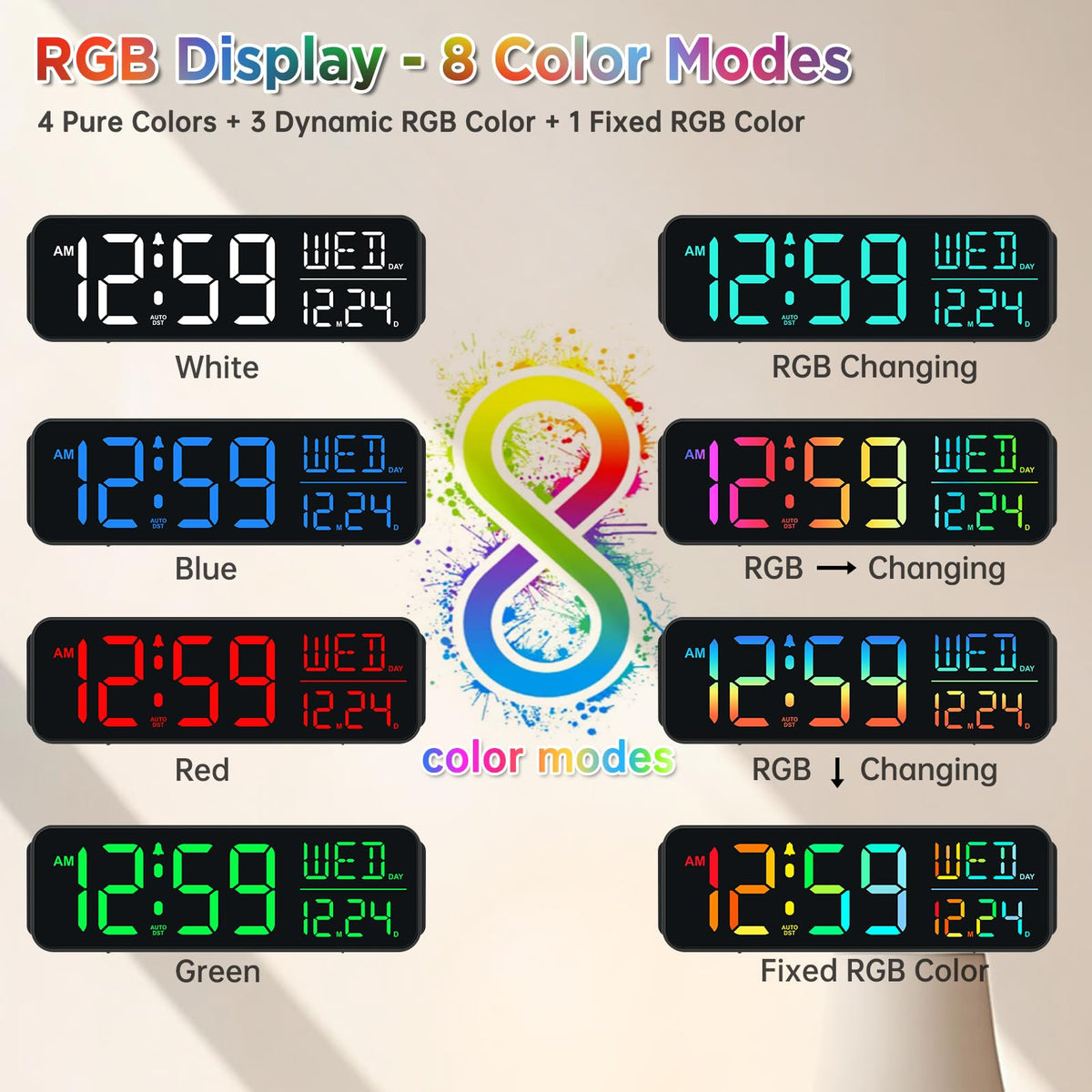 Peakeep digital clock with adjustable brightness for day and night.