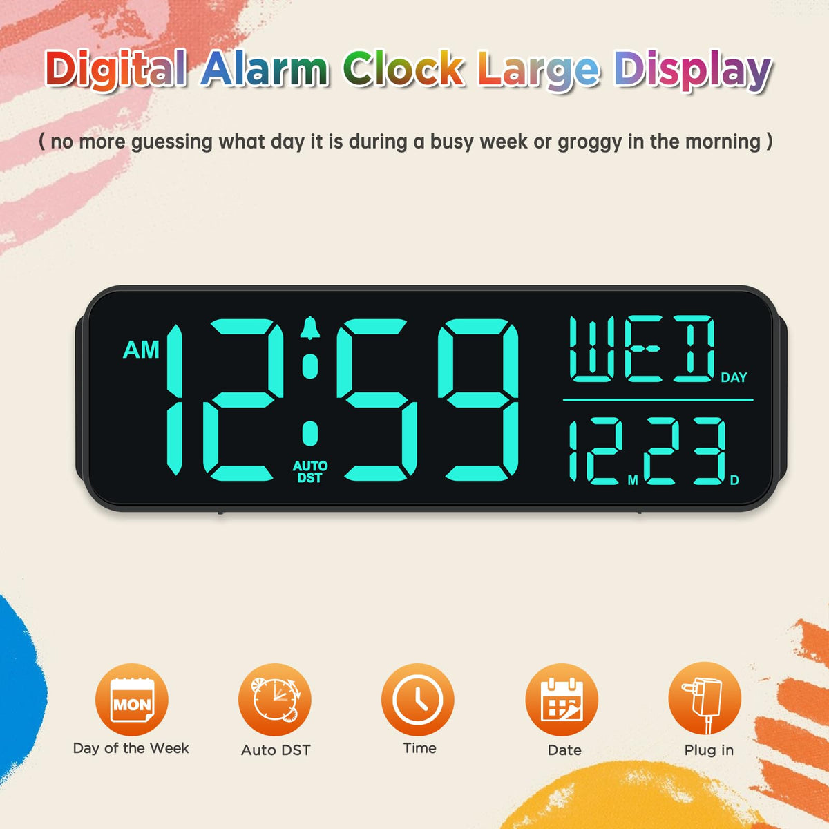 Peakeep alarm clock showing RGB color modes for customizable ambience.