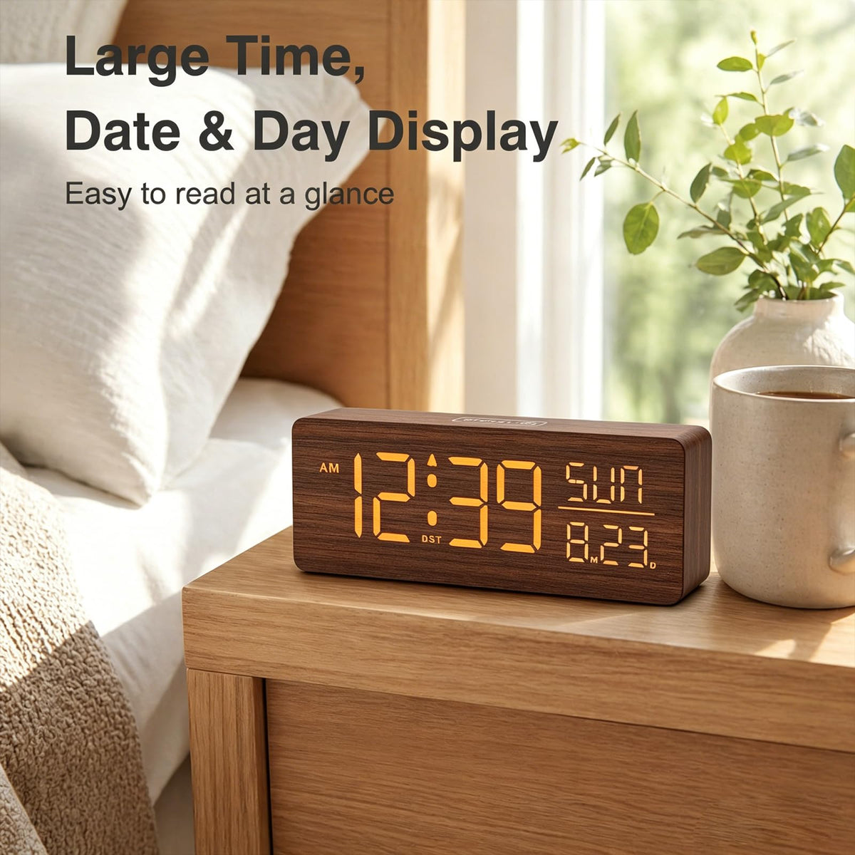Peakeep compact clock suits nightstands and shelves with versatile placement