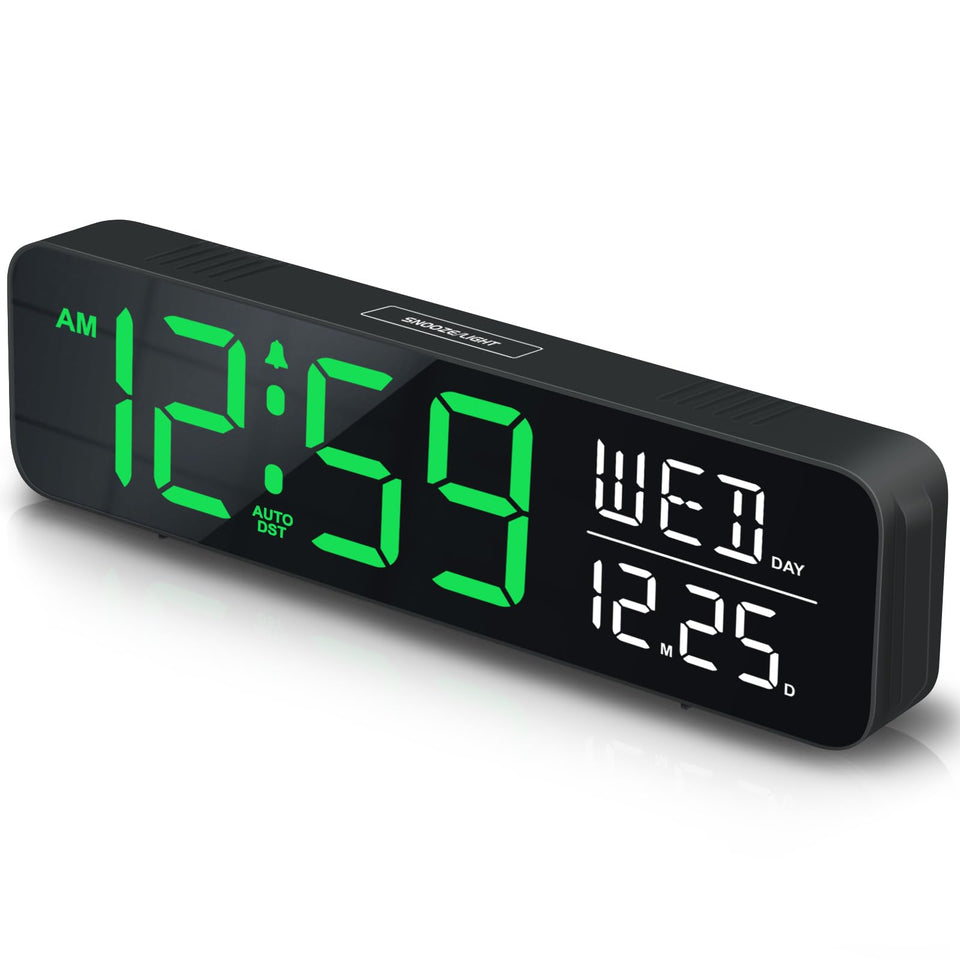 Peakeep large display alarm clock in a bedroom with oversized digits for easy viewing