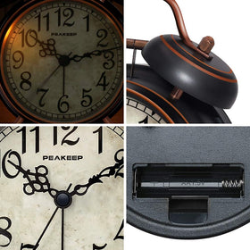 Peakeep alarm clock bells close-up emphasizing loud wake-up for heavy sleepers.