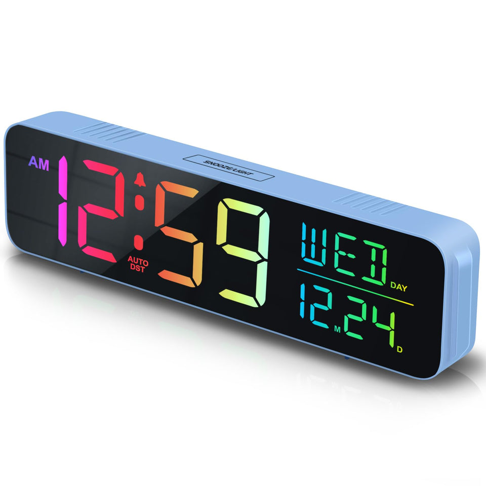 Peakeep alarm clock with a large 9-inch display for easy time reading from across the room.