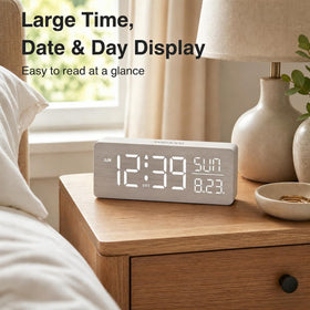 Peakeep wood clock suits bedroom and living room setups.
