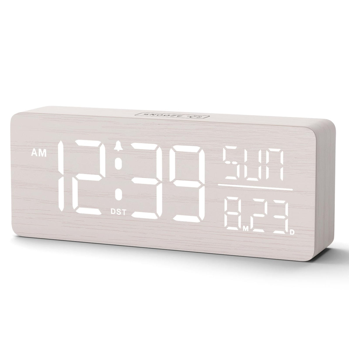 Peakeep wooden clock with large display for easy time reading from across the room.