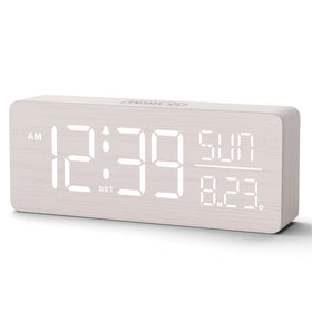 Peakeep wooden clock with large display for easy time reading from across the room.
