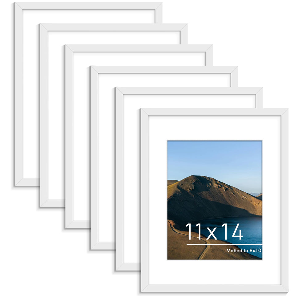 PEALSN 11x14 white wood-frame set for wall or table display with durable construction.