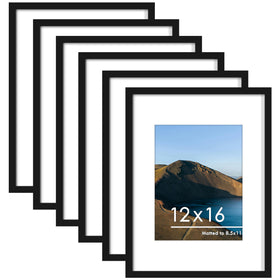 PEALSN 12x16 frame set6 black front view showcases sturdy wood construction for long-lasting display