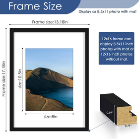 PEALSN 12x16 frame set6 with mat fits 8.5x11 photos, protecting edges