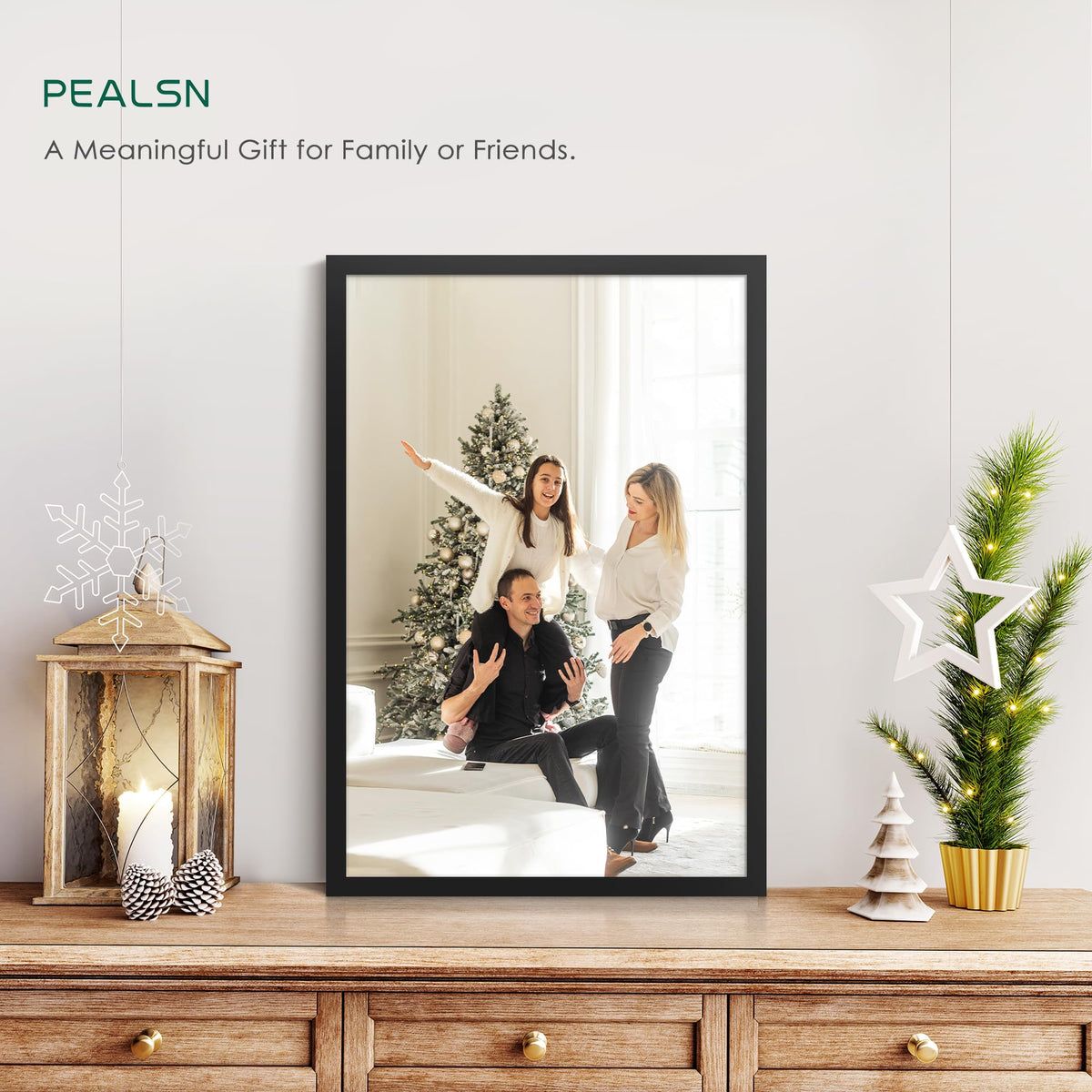 PEALSN 12x18 frame back view showing suspension hardware for easy wall mounting.