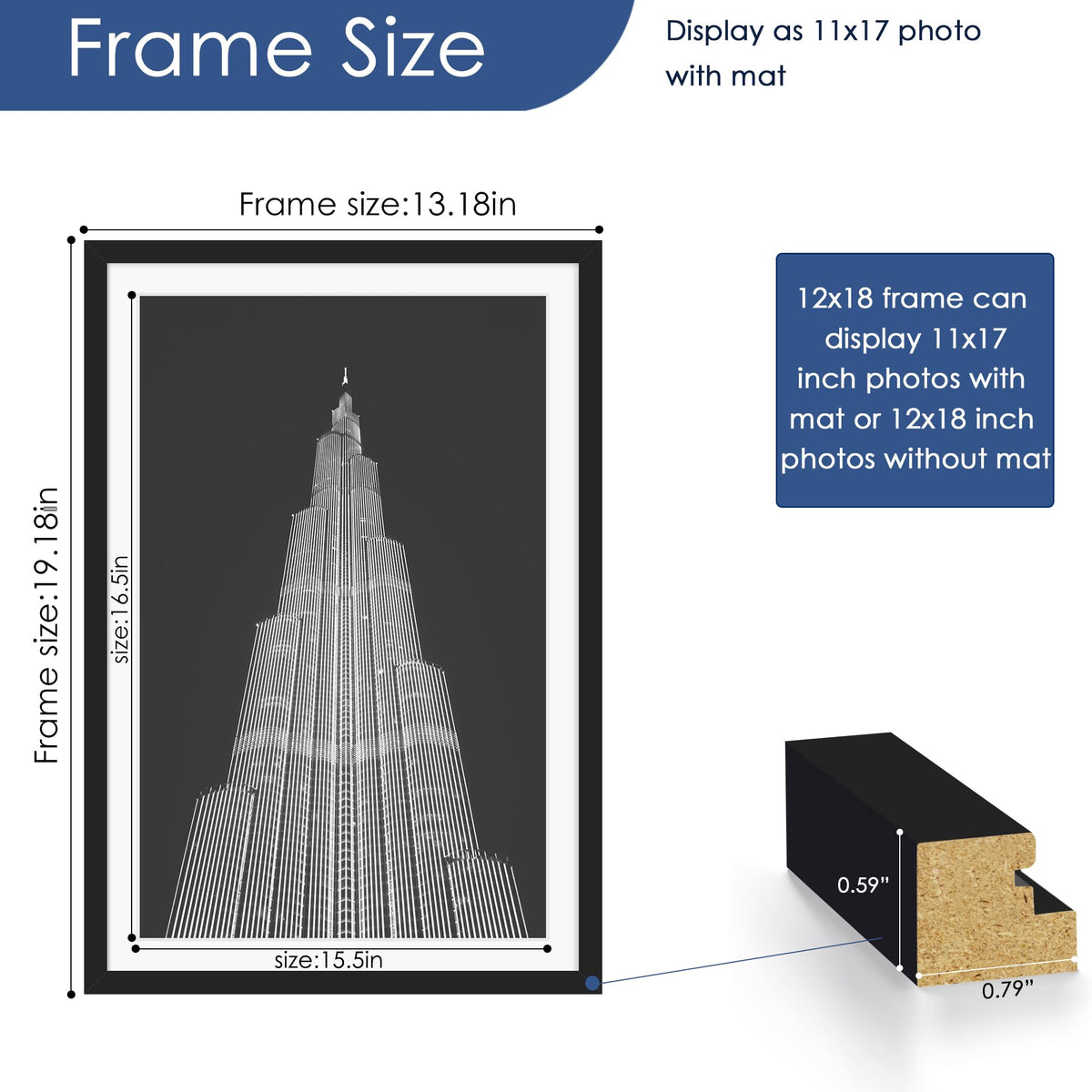 PEALSN 12x18 frame on wall displays a horizontal gallery.