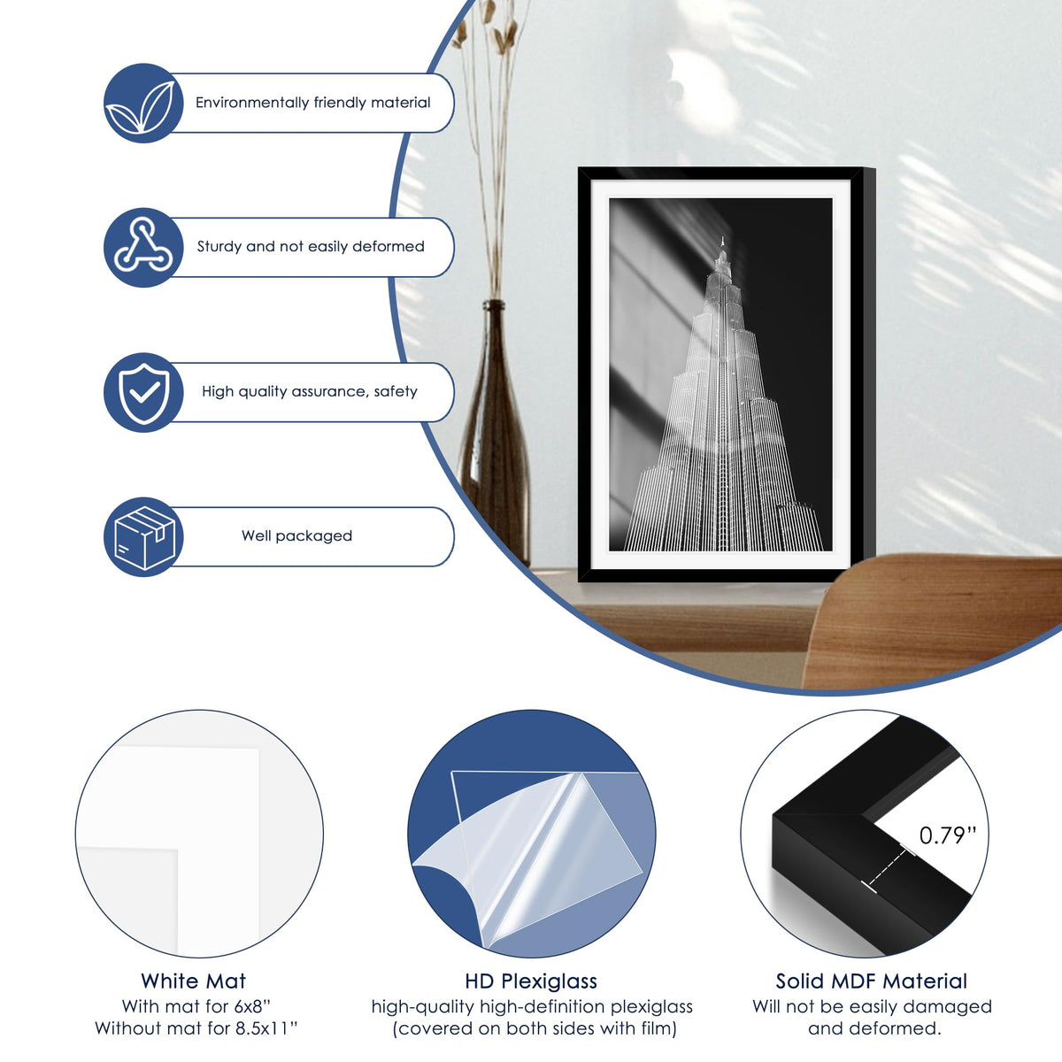 PEALSN frame without mat fits 12x18 prints.