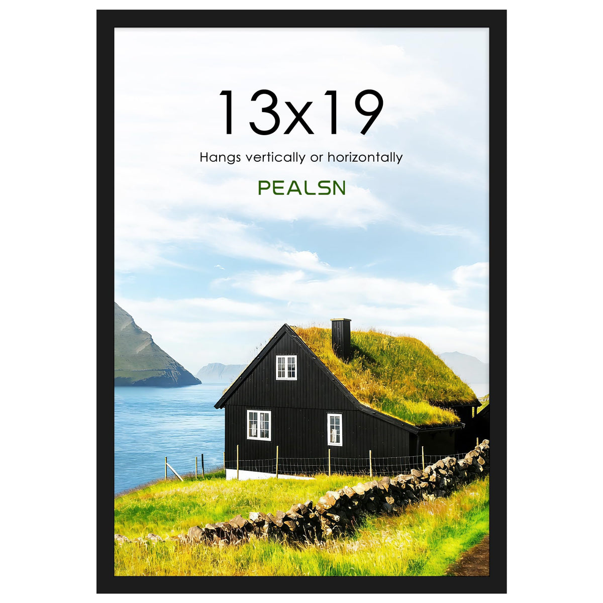 PEALSN 13x19 frame front view with clear panel for vibrant wall displays