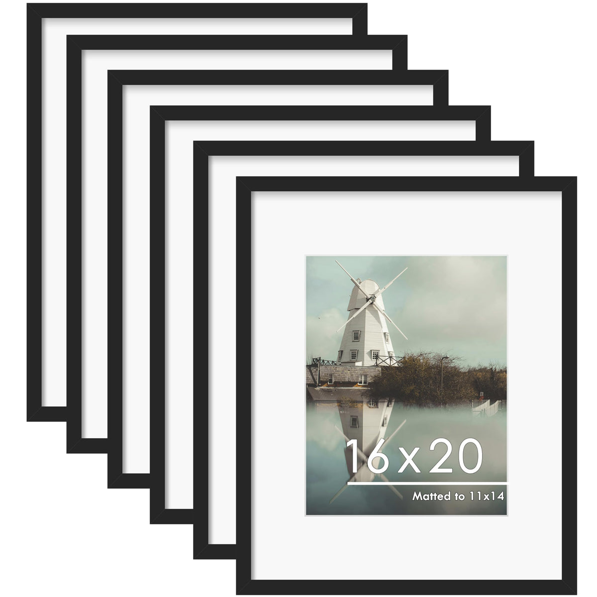 PEALSN 16x20 frame set in black, six-pack, ideal for cohesive wall displays.