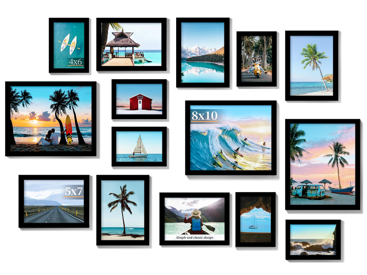 PEALSN black collage frames arranged on wall for a cohesive display