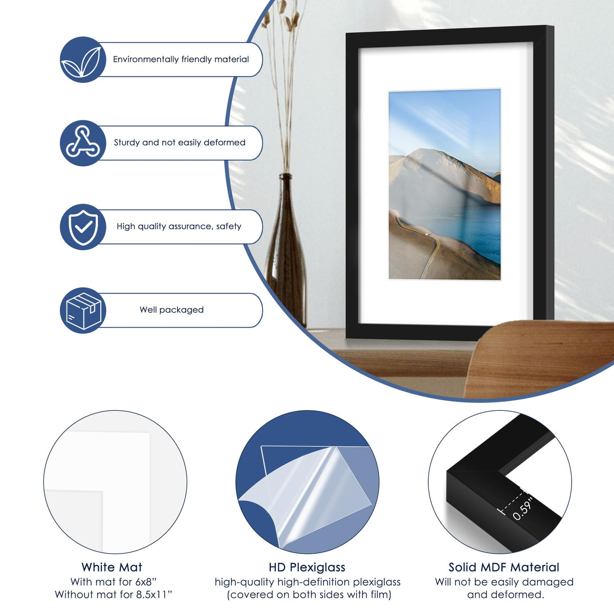 PEALSN durable MDF backing detail, supports photos and keeps frames stable.