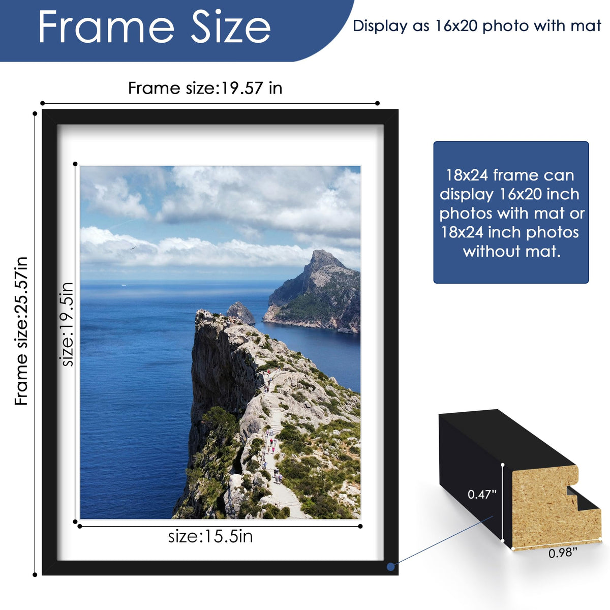 PEALSN frame 18x24 without mat for clean, modern presentation
