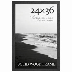 PEALSN solid wood 24x36 poster frame front view in black, ideal for clean wall decor