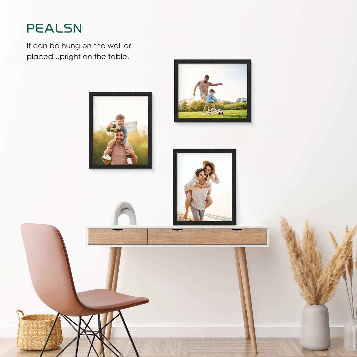 PEALSN 8x10 wall frame with sawtooth hanger for secure mounting.