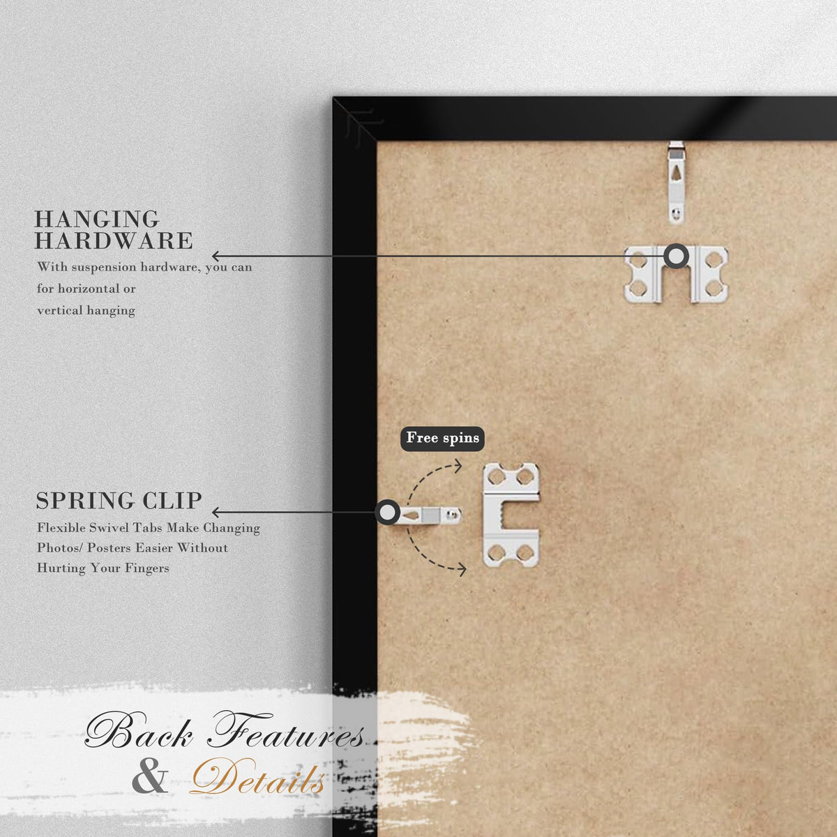 PEALSN wall mount hardware enables quick, secure hanging.