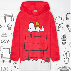 Gift-ready Peanuts Snoopy hoodie blanket packaging for Snoopy fans.
