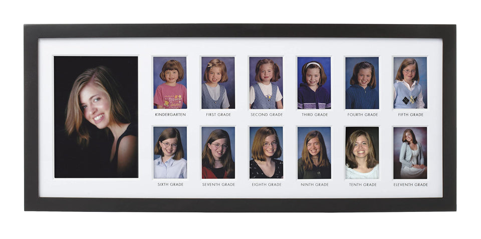 Pearhead School Years frame with 13-photo slots forming a complete academic timeline.