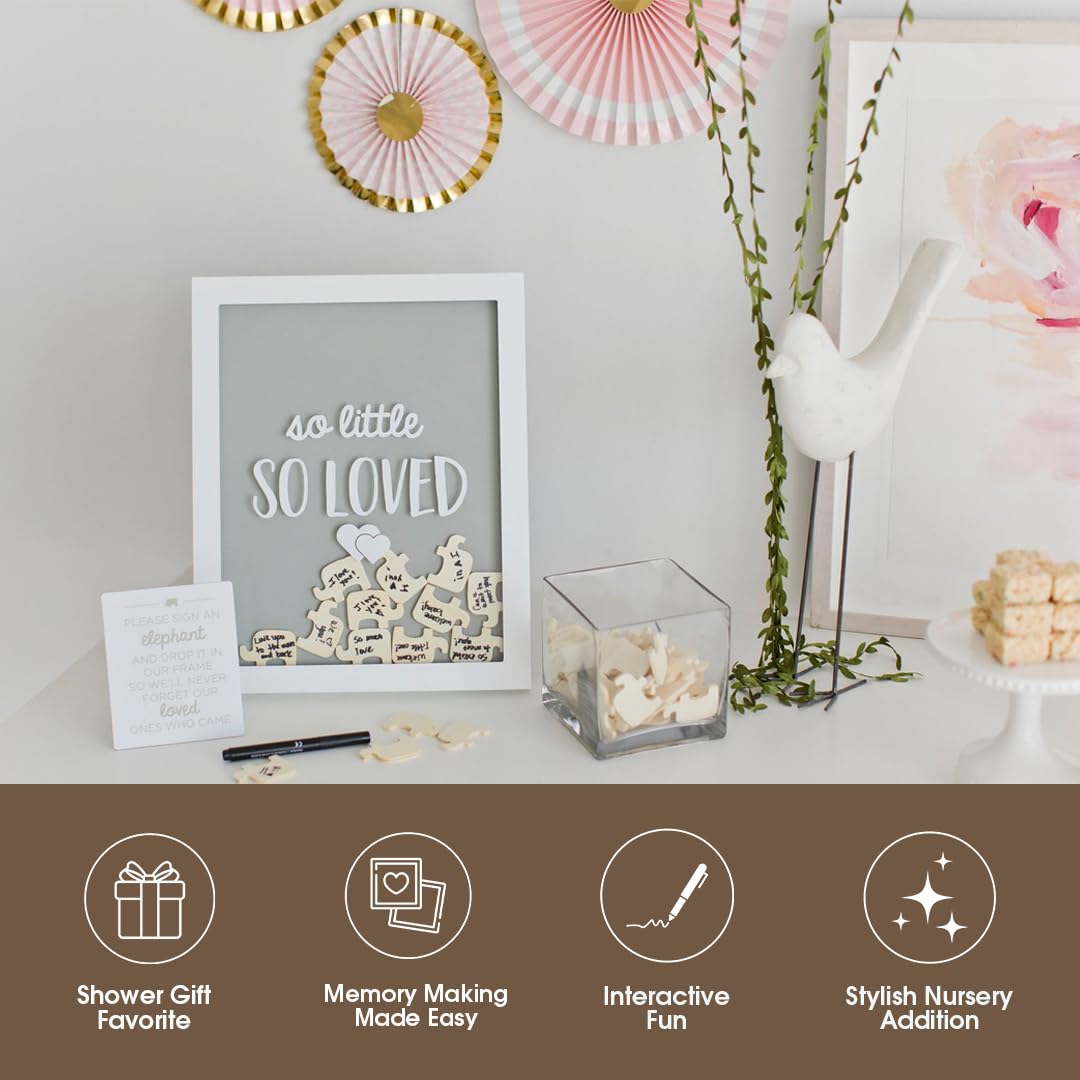 Top slot and tokens enable an interactive memory-filled keepsake for guests.