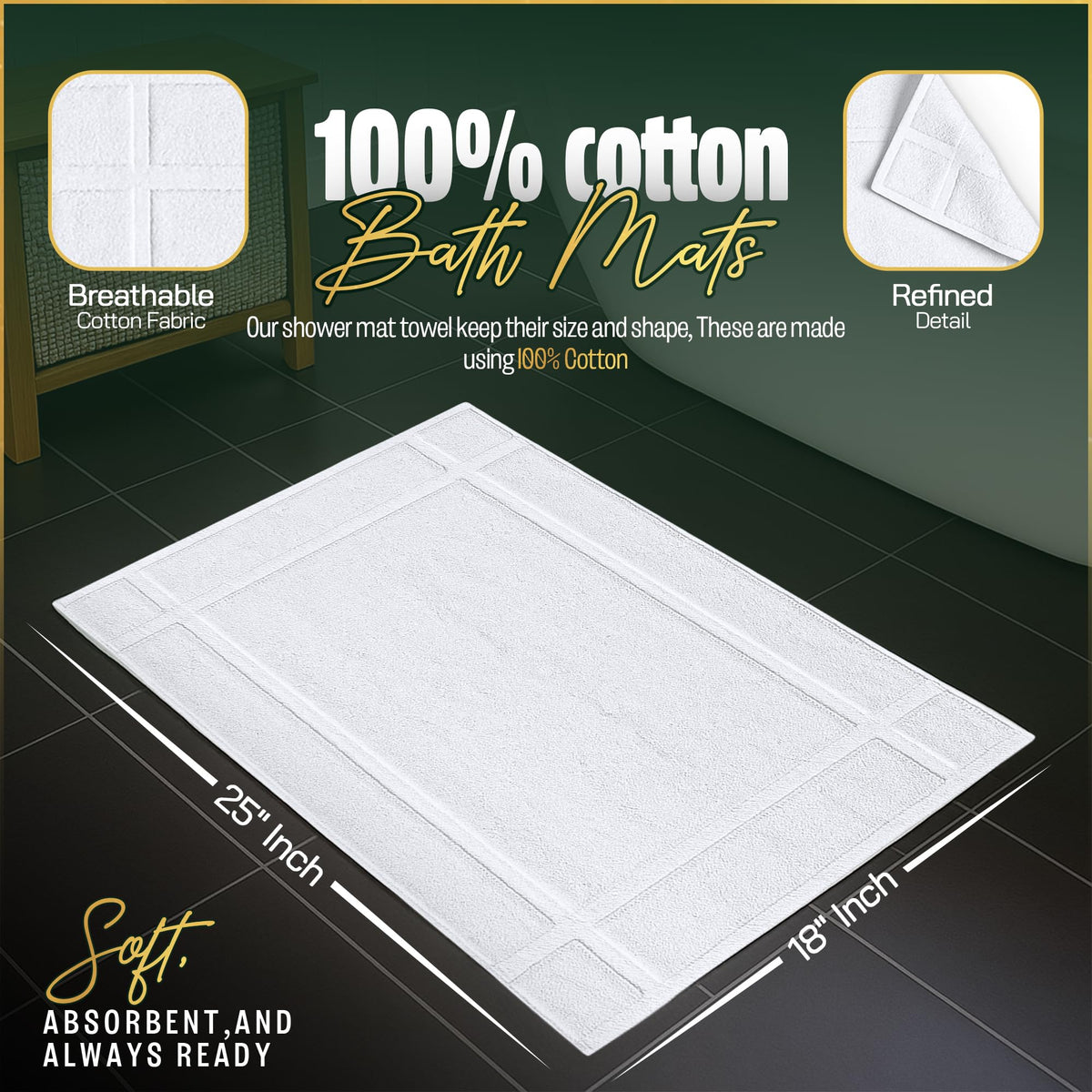 Pearl Linens hotel-quality quick-dry bath mat for premium bathroom comfort