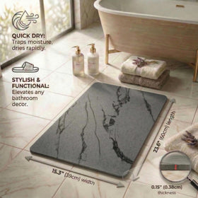 Pebble Nest easy-clean diatomite mat cleans with rinse or wipe.