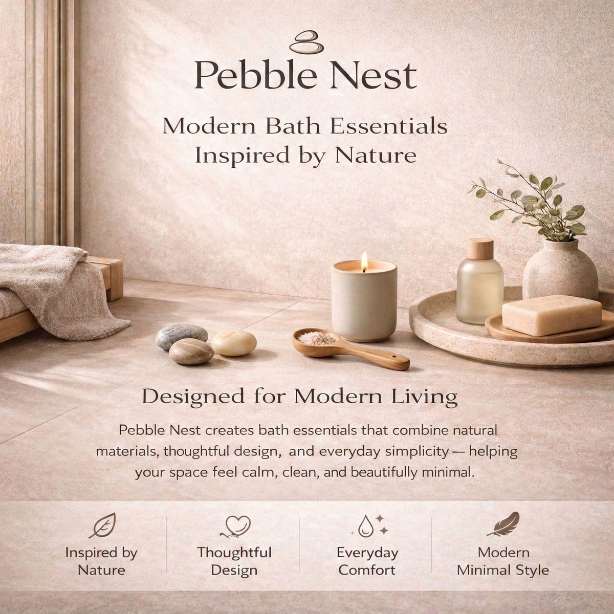 Pebble Nest eco-friendly bath mat delivers durable, fabric-free practicality.