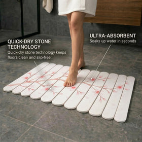 Pebble Nest non-slip backing secures the mat on wet bathroom floors