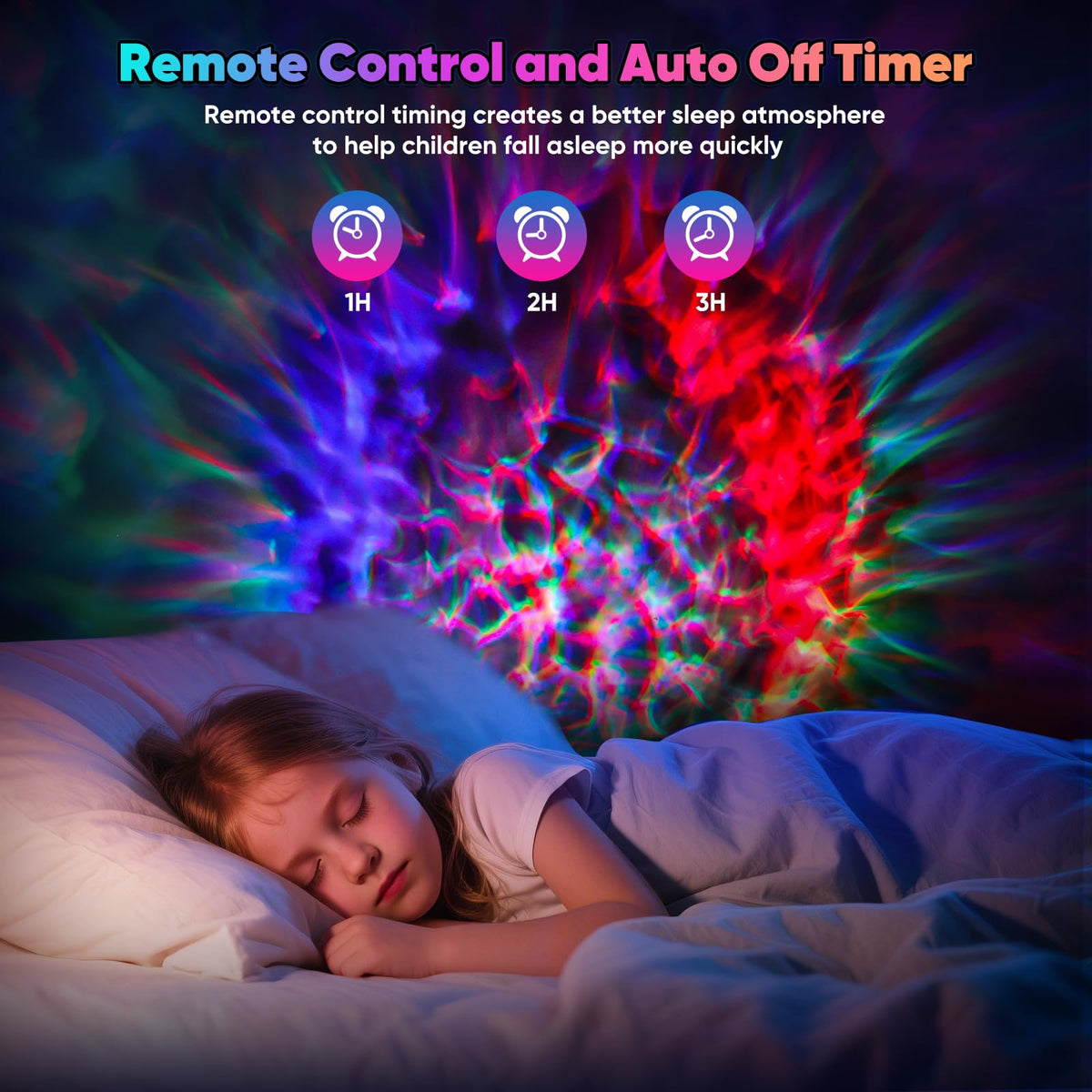 Pedica Galaxy Projector remote-use enables easy setup from bed or couch.