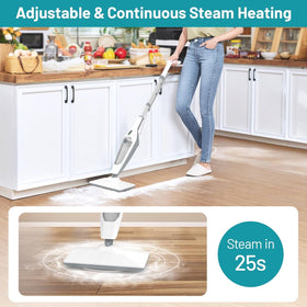 PEEH steam mop heats up in 20–30 seconds for quick chores