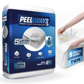 Peelaways top layer being peeled to reveal fresh sheet and minimize bed moves.