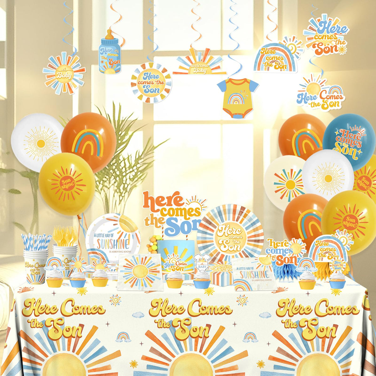 Peghoqu 10in balloons and honeycomb centerpiece, festive focal point.