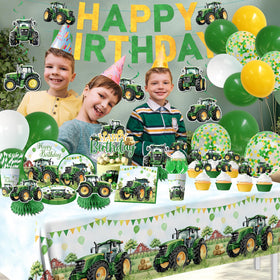 Peghoqu cake topper featuring tractors to accent birthday cake