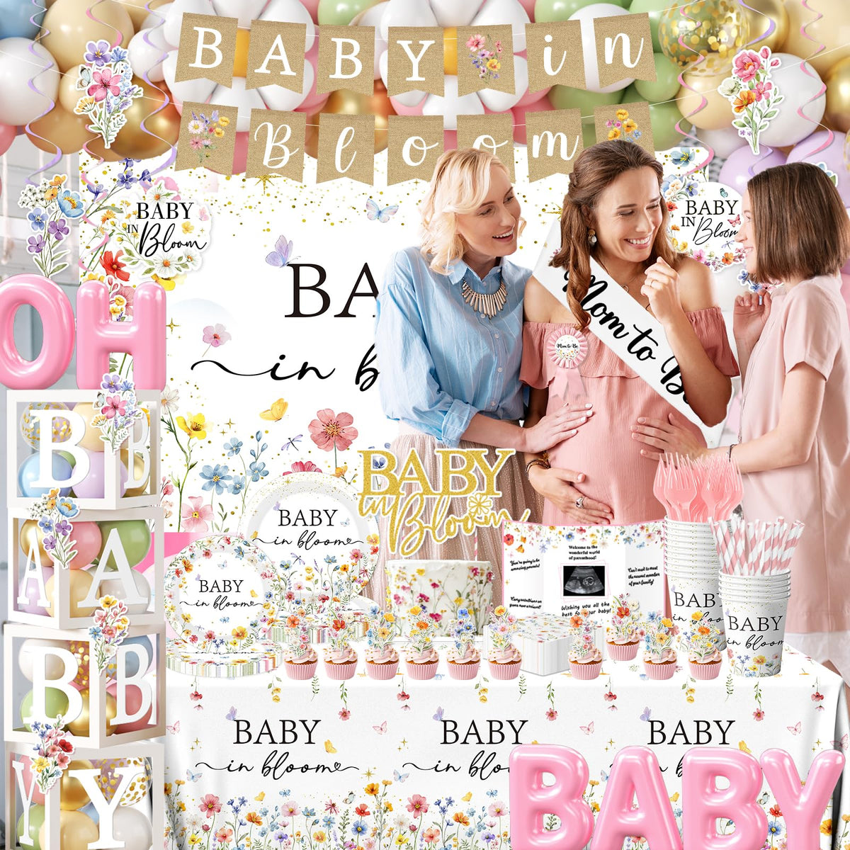 Peghoqu Oh Baby foil balloon adds shimmer to the décor.